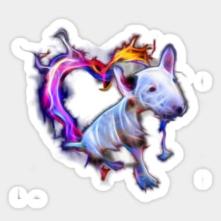 Bull Terrier Cute Puppy With Heart Sticker